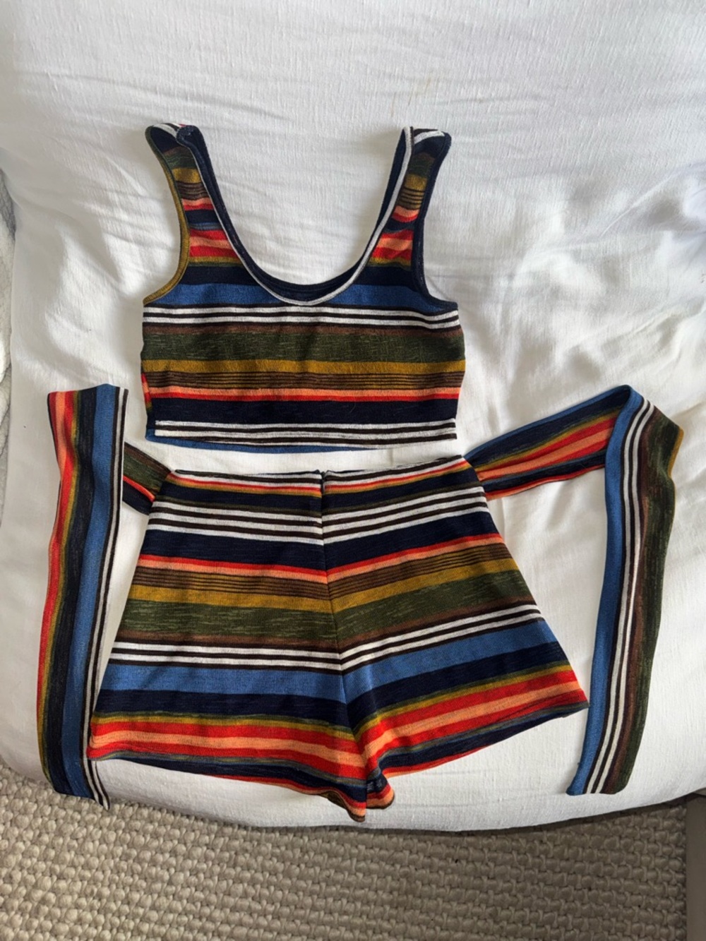 Striped Knit Two-Piece Set - Multi Color